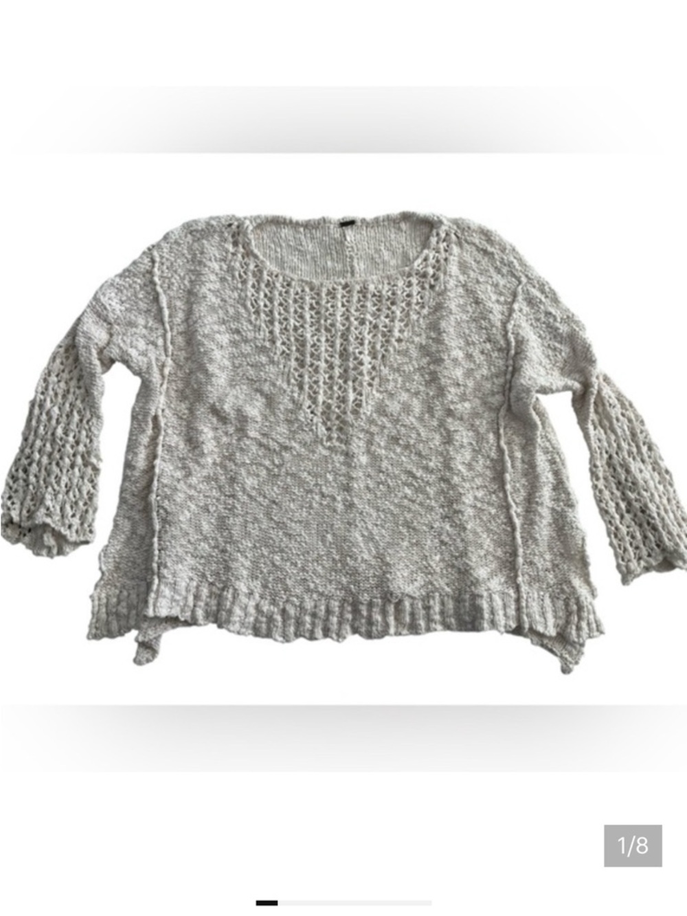 Free People oversized Textured knit Cream Sweater